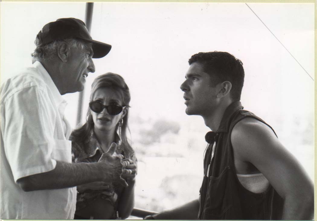 Garry Marshall directs Felix Pire on the set of the film "Dear God"